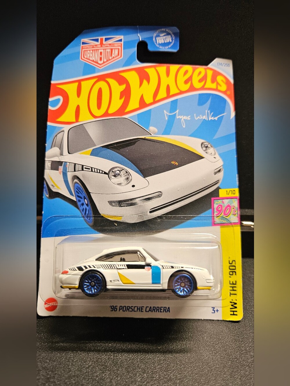 HW '96 Porsche Carrera - White/Blue/Yellow Kids Toy Car